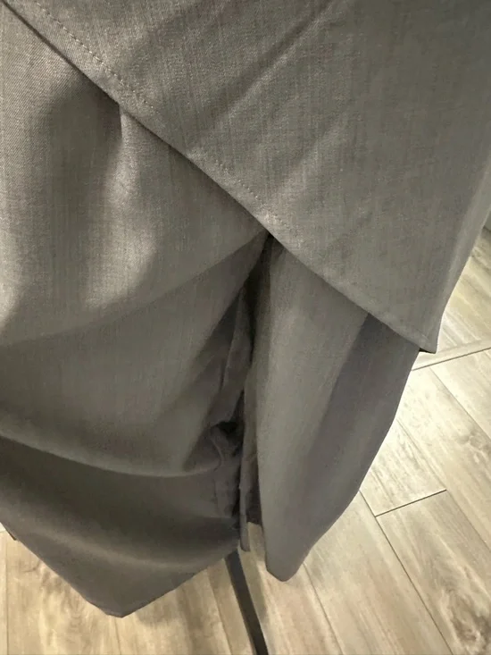 SHEIN Gray High-Waisted Wide Leg Pants W/Tie Cross Wrap - Picture 4 of 13